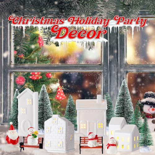 29 Pcs Ceramic Christmas Village Set with LED Houses K44952