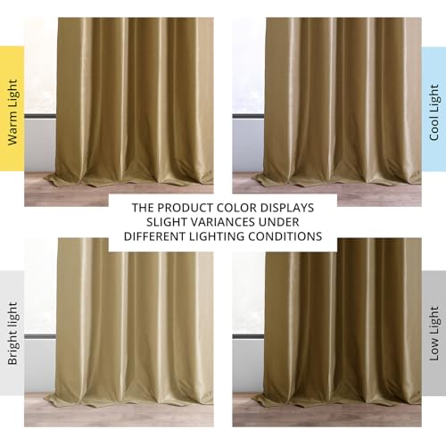 Ruched Faux Dupioni Silk Curtains 50 X 96 (1 Panel), Flax Gold Z878