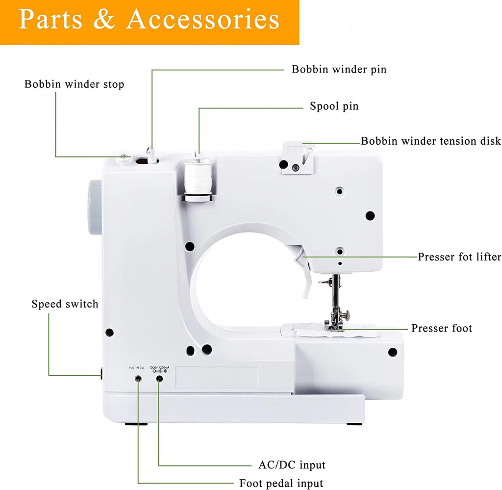Portable Sewing Machine with 12 Built-In Stitches T25006