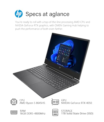 15.6 inches 144Hz FHD Anti-Glare Display AMD Ryzen 5 16GB RAM 1TB SSD NVIDIA GeForce RTX 4050 Backlit Keyboard Win11 Mica Silver Gaming Laptop M607
