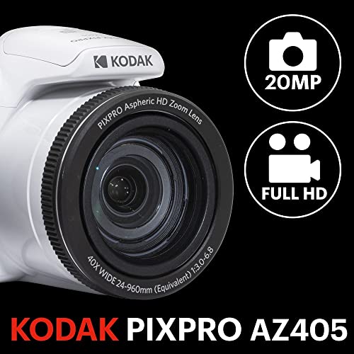 20MP Digital Camera 40X Optical Zoom 24mm Wide Angle Lens Optical Image Stabilization 1080P Full HD Video 3" LCD White W65566