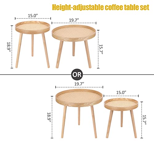 Black Small Round Rattan Side Table O463