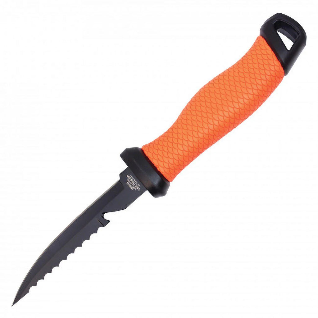 10.5" Gut Hook Filet Knife Orange Handle with Black Sheath L1401
