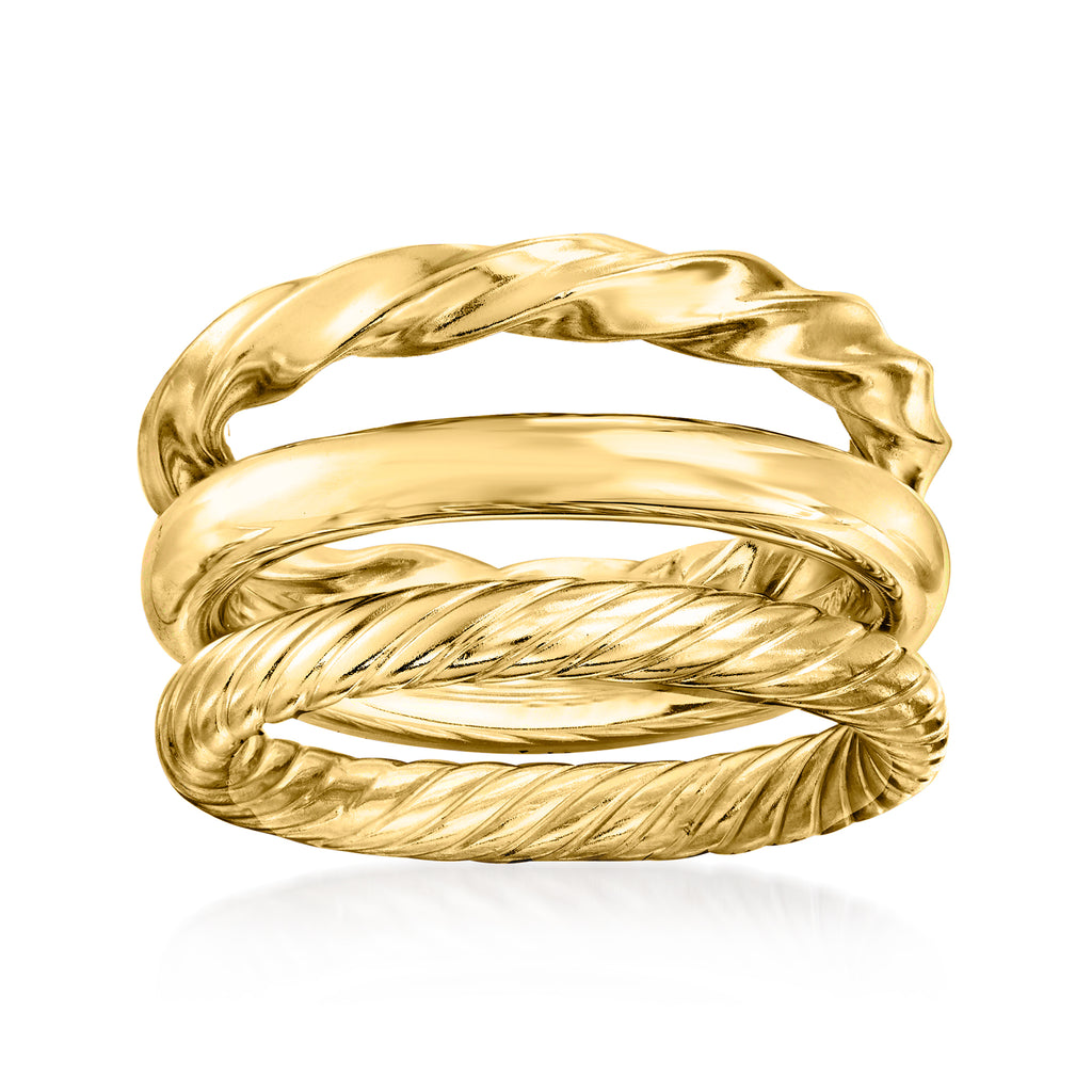 18kt Gold Over Sterling 3 Polished Rings Jewelry Set R588681