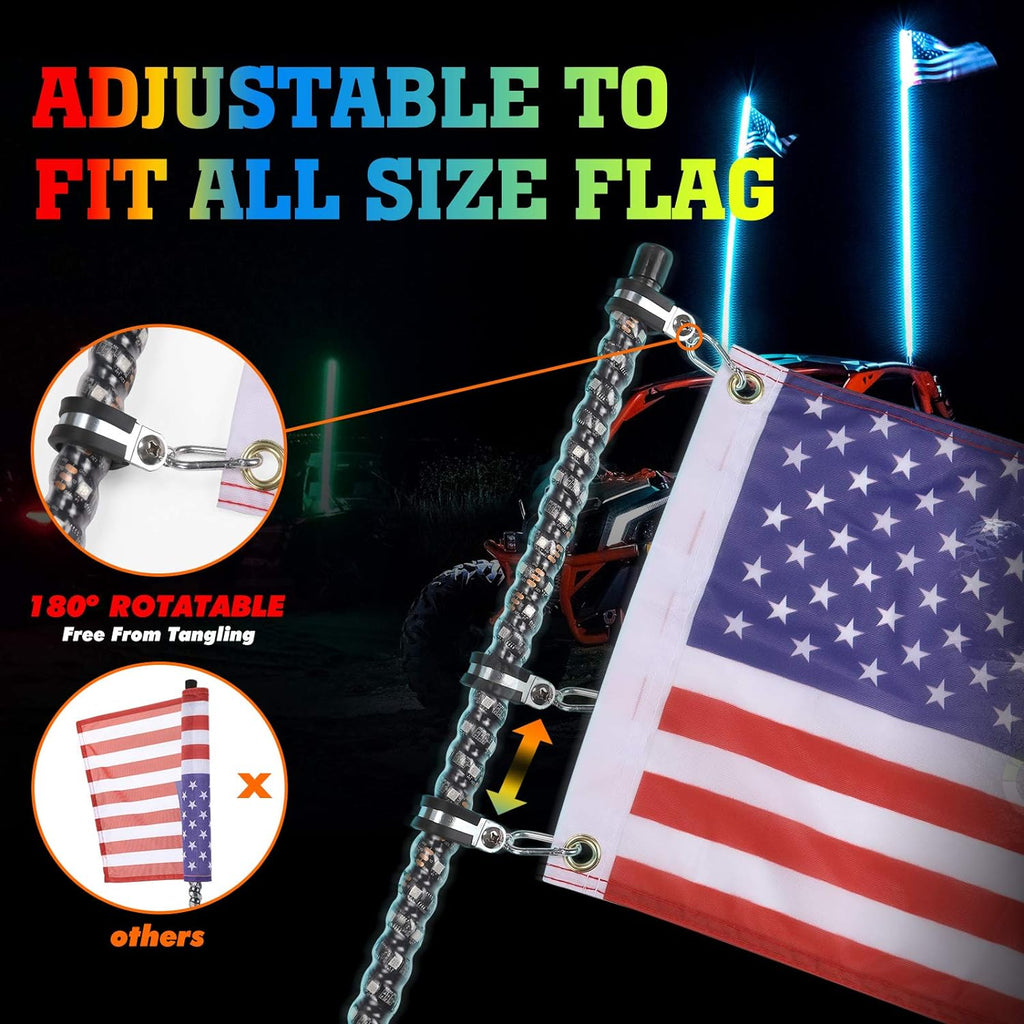 2pcs 3ft LED Whip Lights with Bluetooth U6795