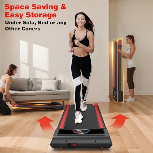 2 in 1 Walking Pad Treadmill with Remote Control 265LB Capacity R111