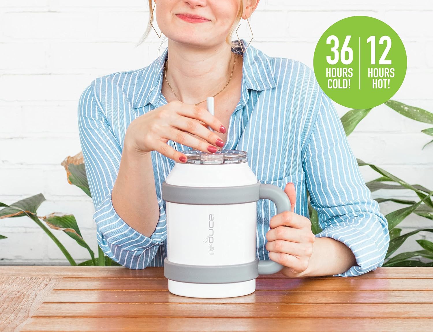 50 oz Stainless Steel Mug Tumbler with Handle and Straw A6381