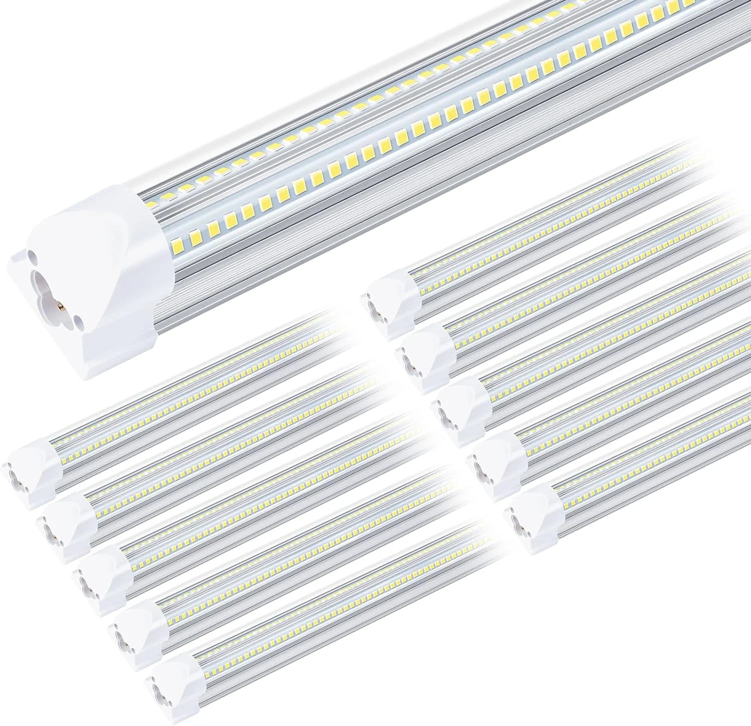 4FT 50W 7750Lumen 6000K Clear Cover V-Shape Linkable T8 LED Tube Light 10 Pack Y6798