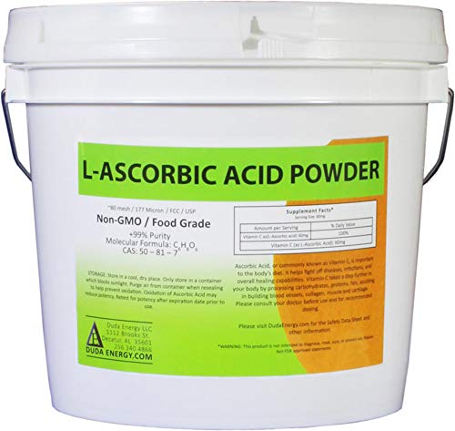 L-Ascorbic Acid Powder 99+% Food Grade Pure White Crystals Vitamin C, 1 lb. V985