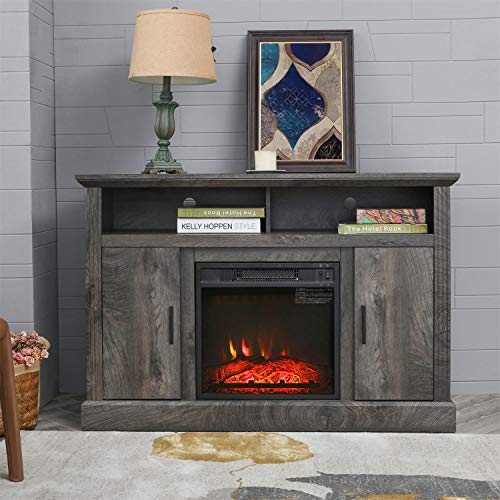 Electric Fireplace TV Stand Entertainment Center Corner Fire Place Heaters Tv Console for TVs up to 42" Wide, Rustic J385444