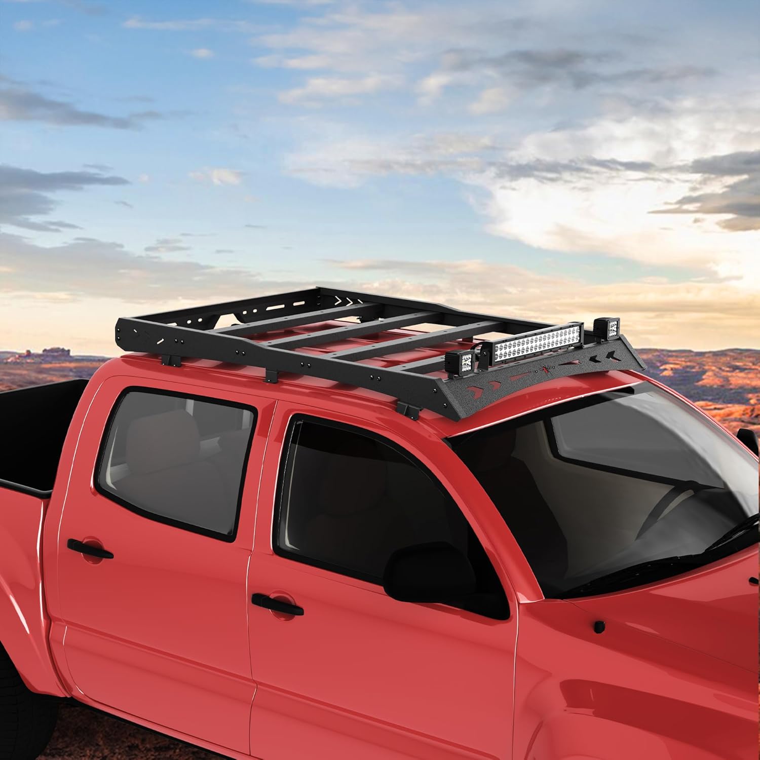 Heavy Duty Roof Rack Cargo Carrier with 2 LED Lights and 1 Light Bar G4706