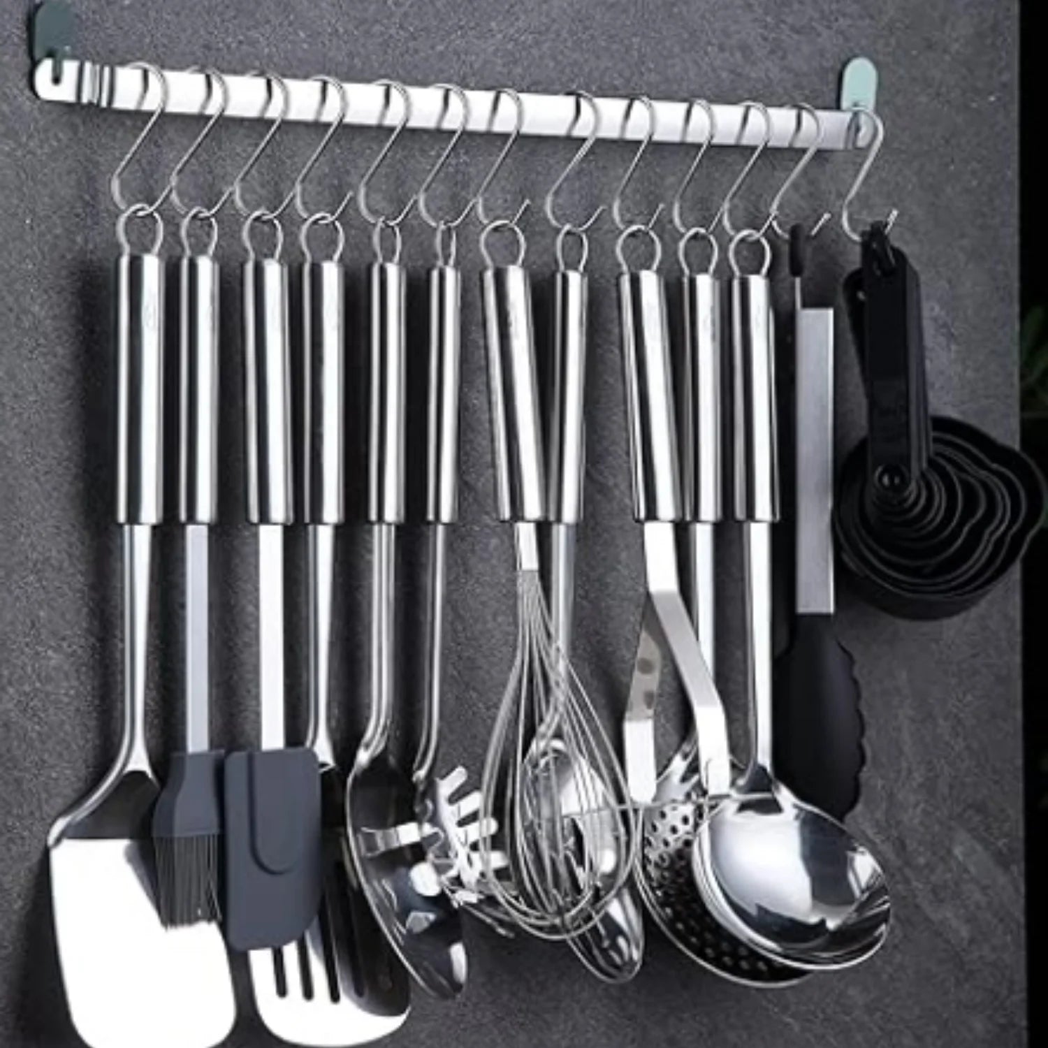 38 Piece Stainless Steel Kitchen Utensil Set with Utensil Holder Rack K203076