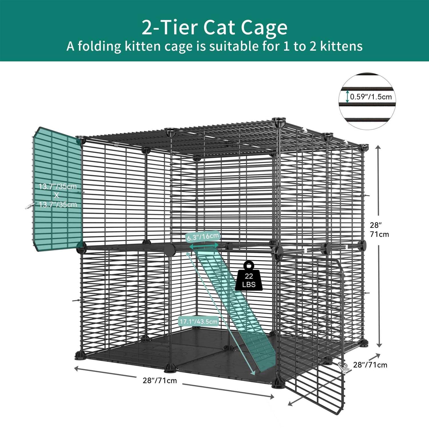2 Tier Metal Cat Cage N9839