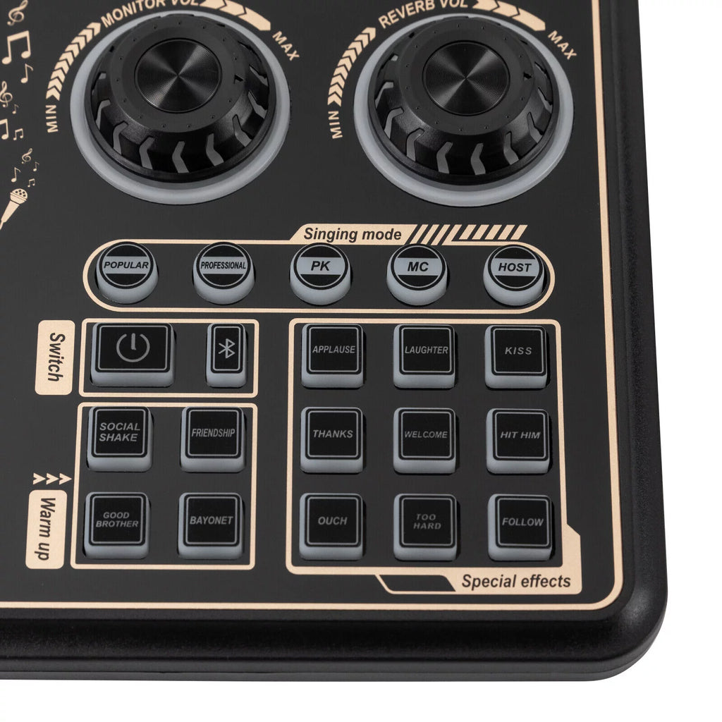 Sound Effects Board Audio Interface with Voice Changer and LED Lights E3801
