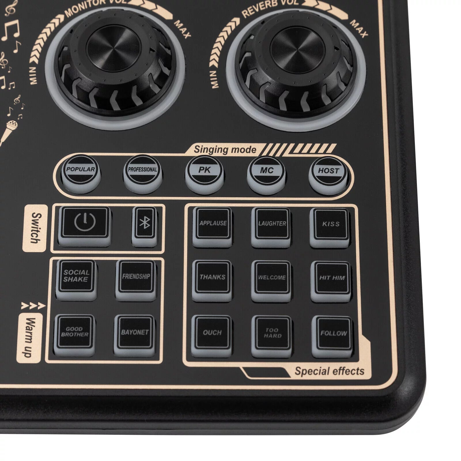 Sound Effects Board Audio Interface with Voice Changer and LED Lights E3801