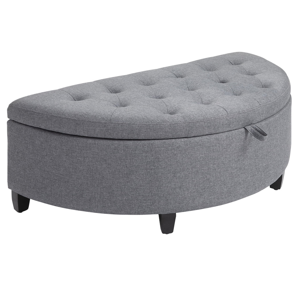 Gray Half Moon Storage Ottoman with Lift Lid B1576