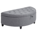 Gray Half Moon Storage Ottoman with Lift Lid B1576