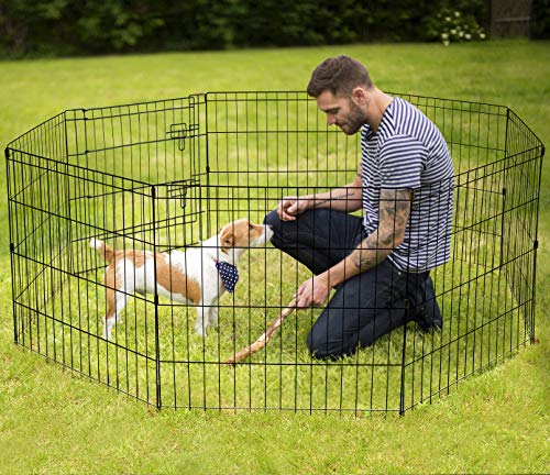 Black 8 Panel 24 Inch Pet Playpen W42033