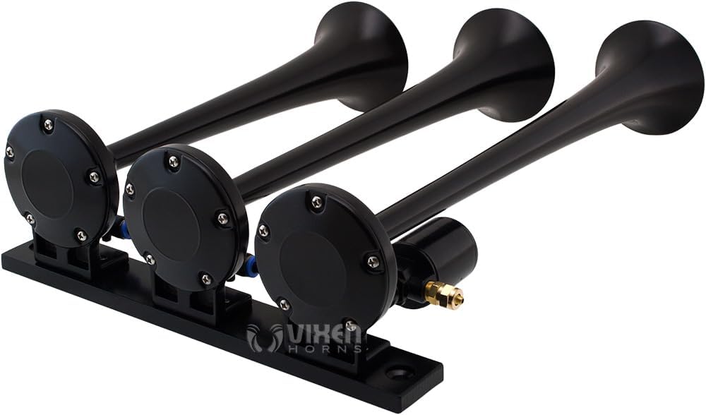 Train Horn Kit with 150psi Air Compressor, 1.5 Gallon Tank, 3 Trumpets E680441