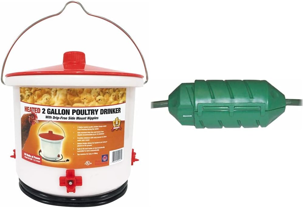 Heated 2 Gallon Poultry Drinker, Green O6783