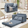 Blue Chenille Convertible Floor Sofa Bed with 2 Pillows Y42816