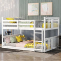 White Twin over Twin Low Bunk Bed Frame Wood R320