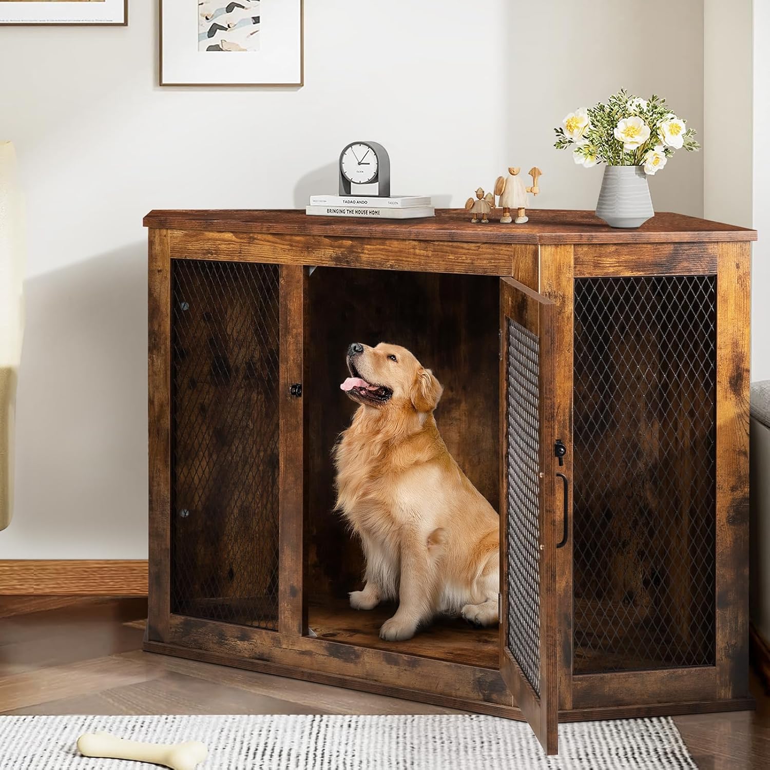 44/52inch Wooden Dog Kennel with Mesh H4352
