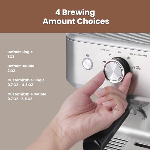 Commercial Espresso Machine with Adjustable Temperature, 2.2L Stainless Steel L707