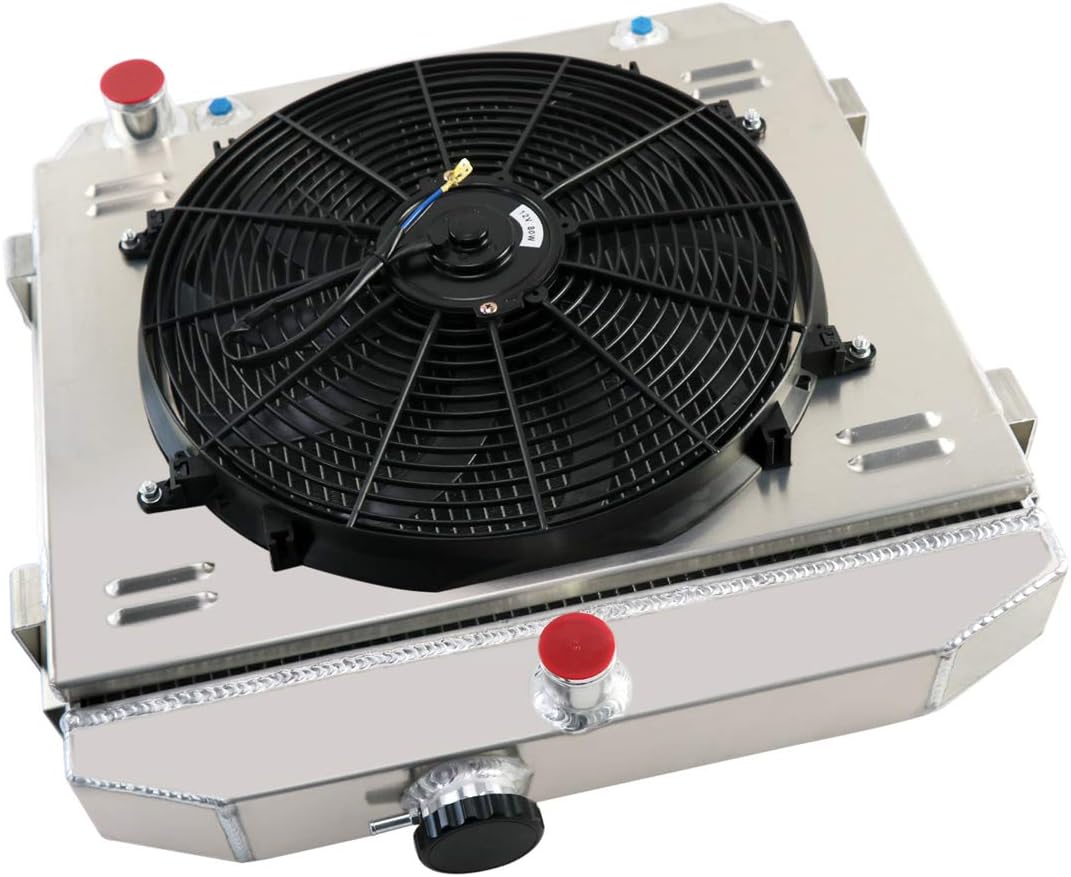 4 Row All Aluminum Radiator with Fan Shroud and Thermostat Relay Kit M4360