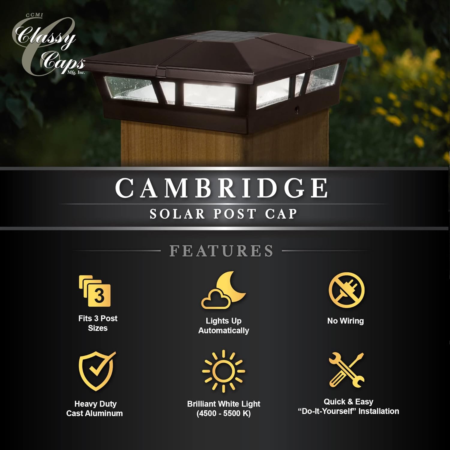 6x6 Brown Aluminum Solar Post Cap U1741