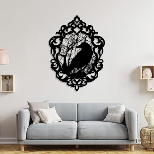 Gold Metal Crow Wall Art 13x19 in S8190