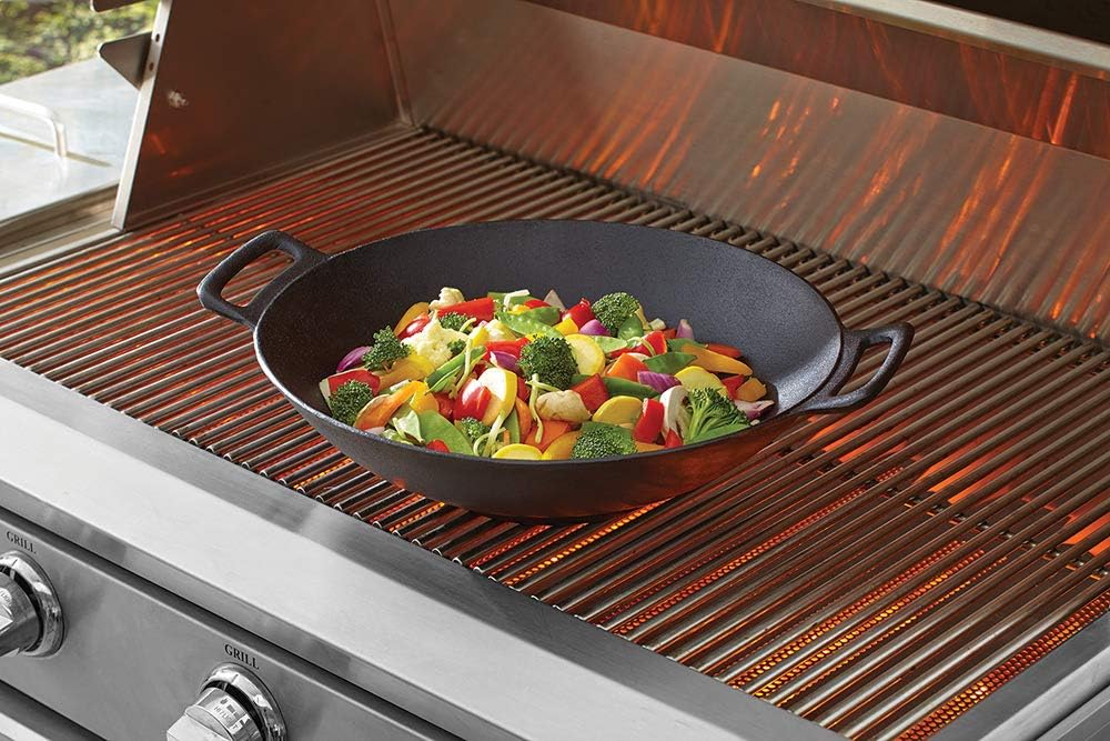 Cast Iron Wok with 2 Handles Black G8628