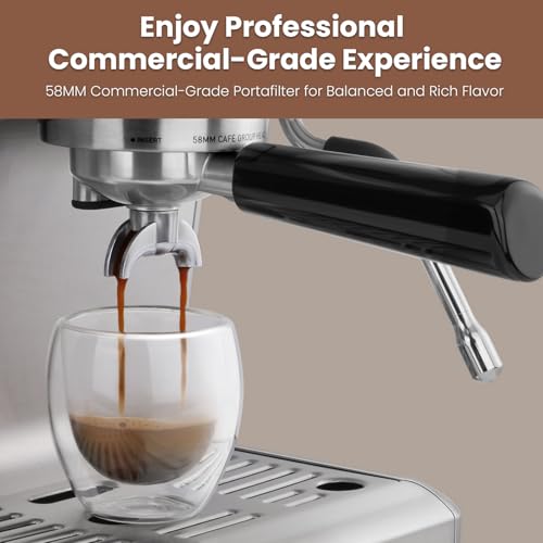 Commercial Espresso Machine with Adjustable Temperature, 2.2L Stainless Steel L707