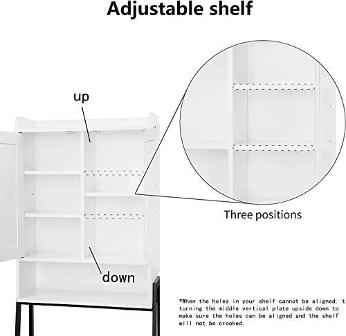 Wooden Over The Toilet Storage Cabinet with Double Door and Adjustable Feet M164