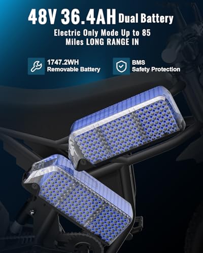 Electric Dirt Bike, 60V 3000W / 48V 2400W, Dual Battery, 25" Motorcycle Tire, Full Suspension M12488