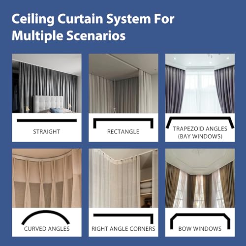 White Room Divider Curtain with Ceiling Track and Hooks, 1 Panel, W 8.3 x H 7ft P71783