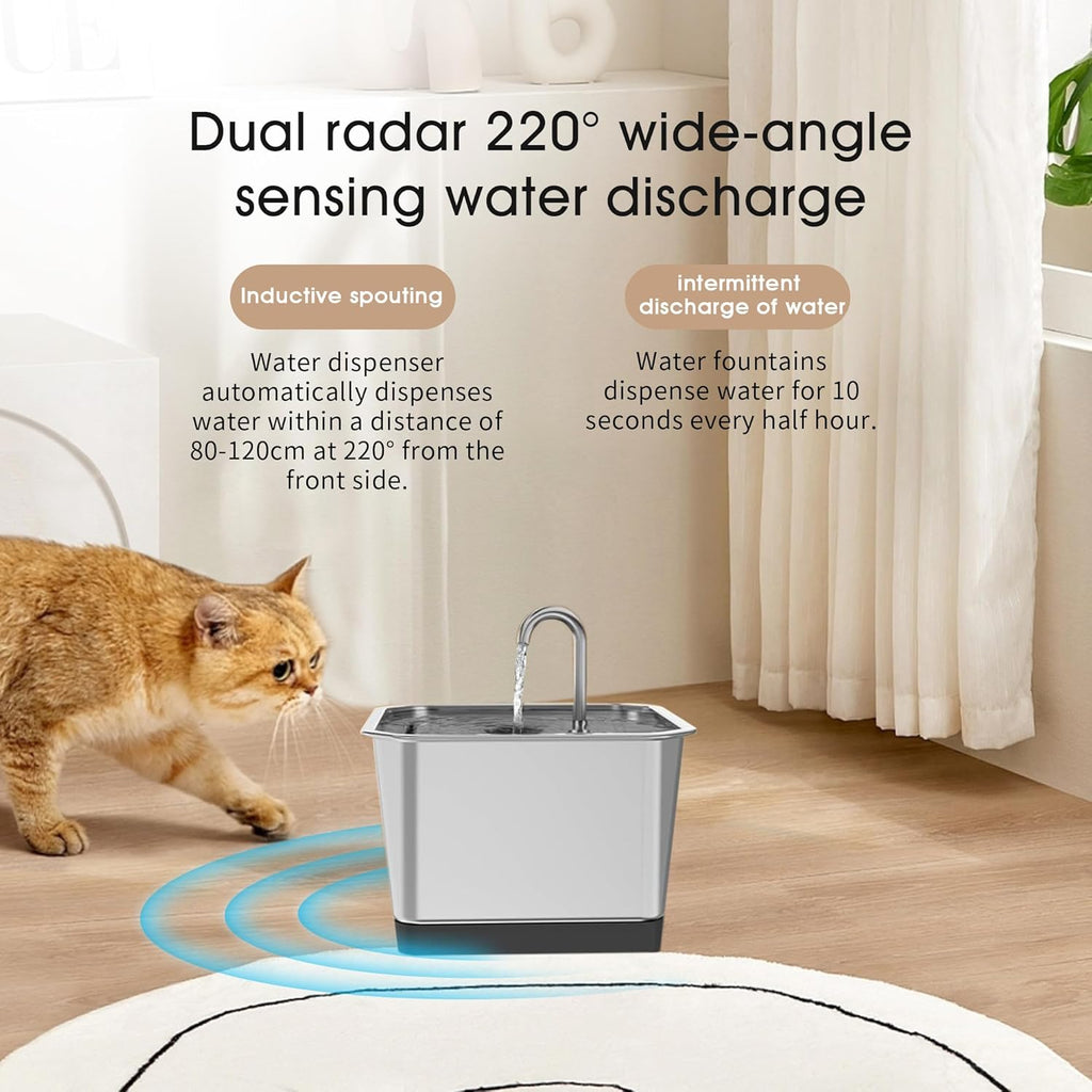 3.5L Stainless Steel Cat Water Fountain with Motion Sensor E4545