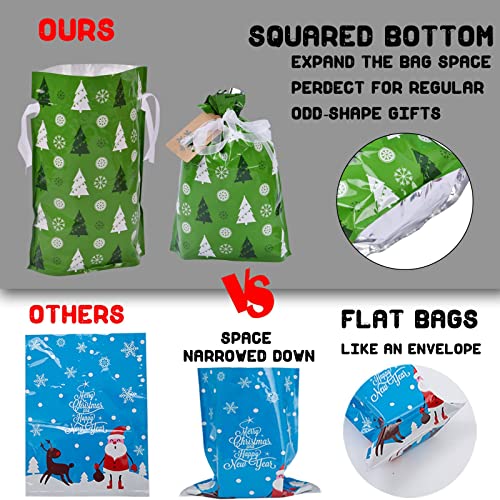 22pcs Drawstrings Christmas Gift Bags Assorted Sizes Reusable Plastic H58334