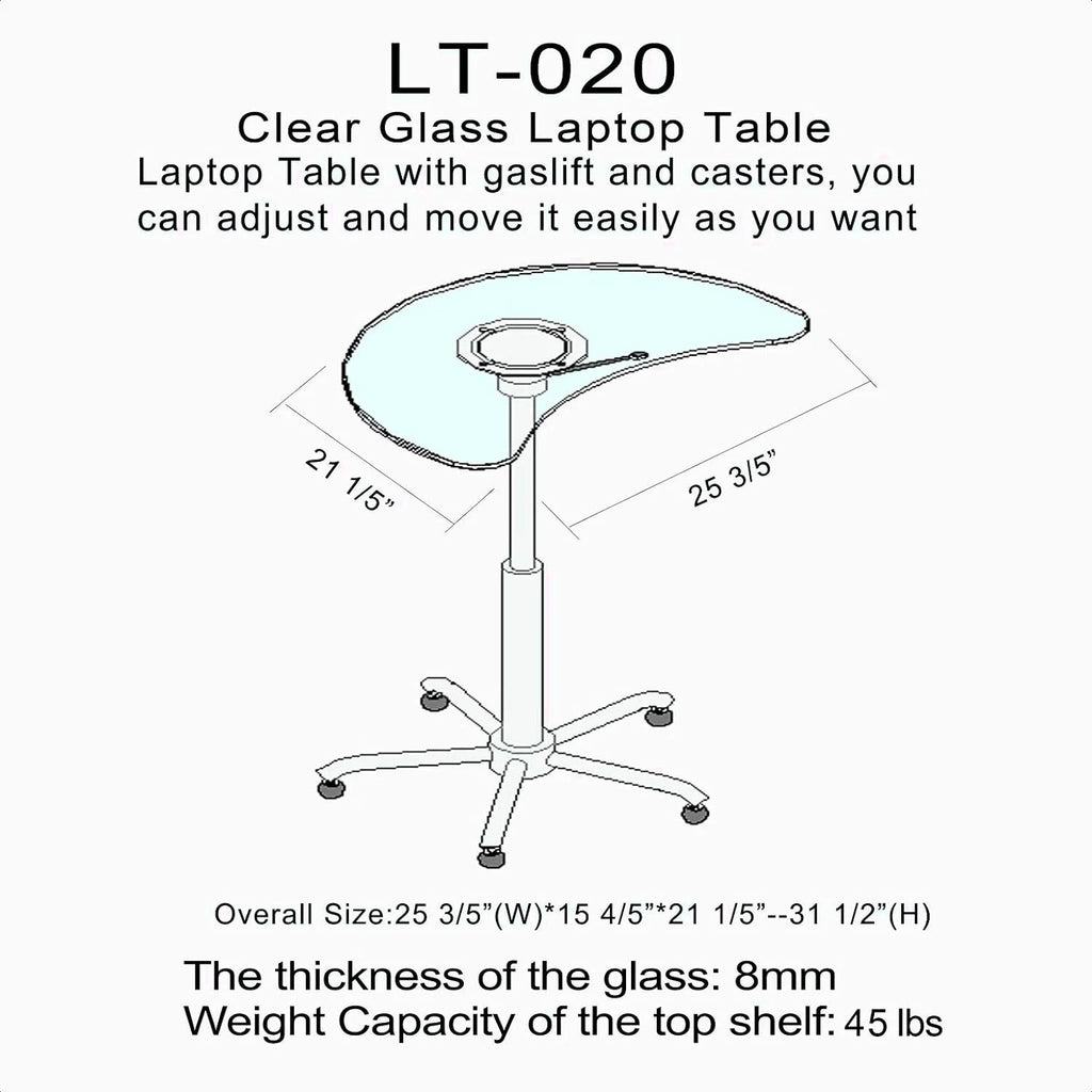 Oval Credenza Desk, Height Adjustable, 25.6'' W X 15.8'' D C5818