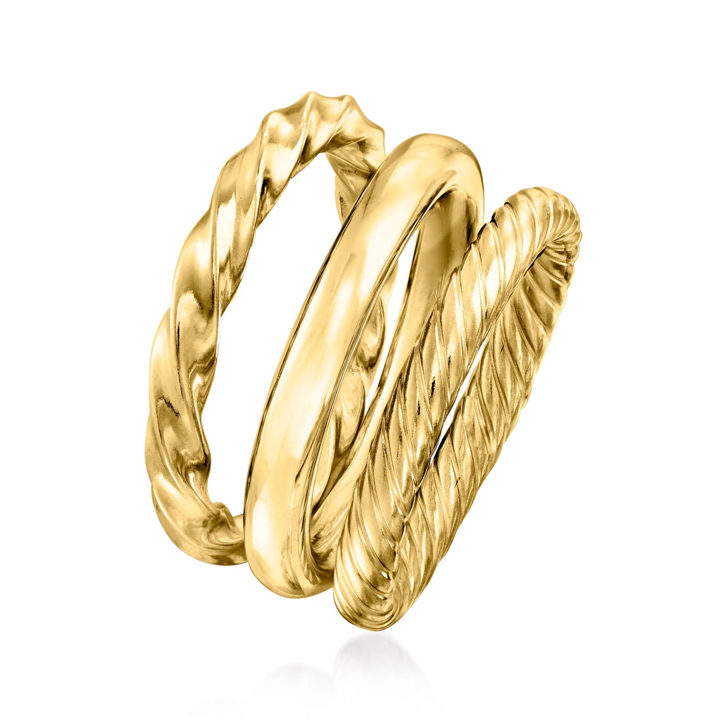 18kt Gold Over Sterling 3 Polished Rings Jewelry Set R588681