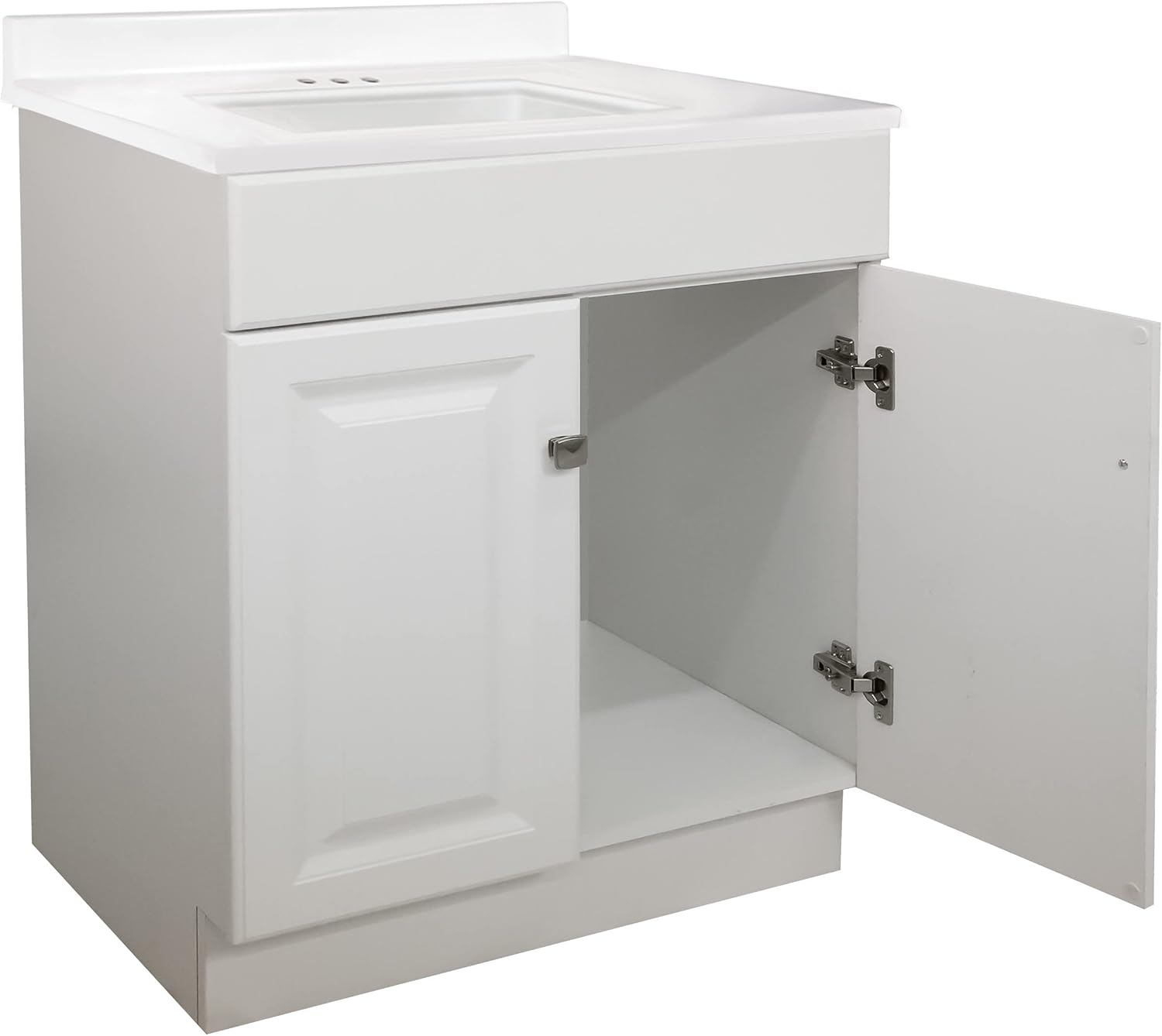 White 2-Door Bathroom Cultured Marble Vanity Top Y750073