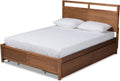 Walnut Brown Finished Wood Full Size 4-Drawer Platform Storage Bed I737