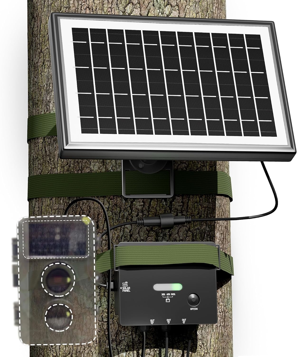 Solar Panel with 7500mA Battery, DC 6V/9V/12V Output D855