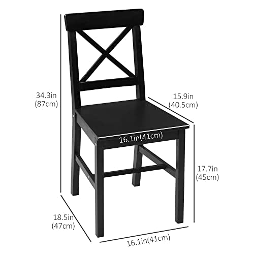 Black Wooden Cross Back Dining Chairs Set of 2 Z92526