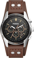 Silver Stainless Steel and Leather Chronograph Watch S838