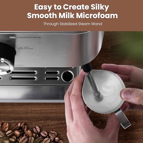 Commercial Espresso Machine with Adjustable Temperature, 2.2L Stainless Steel L707