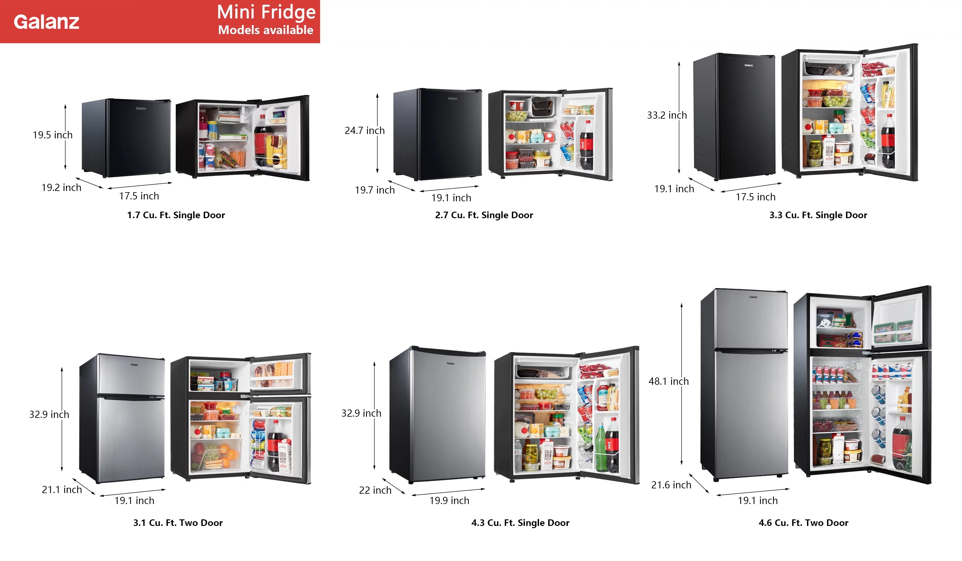 Stainless Steel Two Door Mini Refrigerator with Freezer H94686