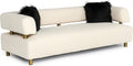 Beige Polyester Fabric Upholstered Sofa with Brushed Gold Stainless Steel Legs F357