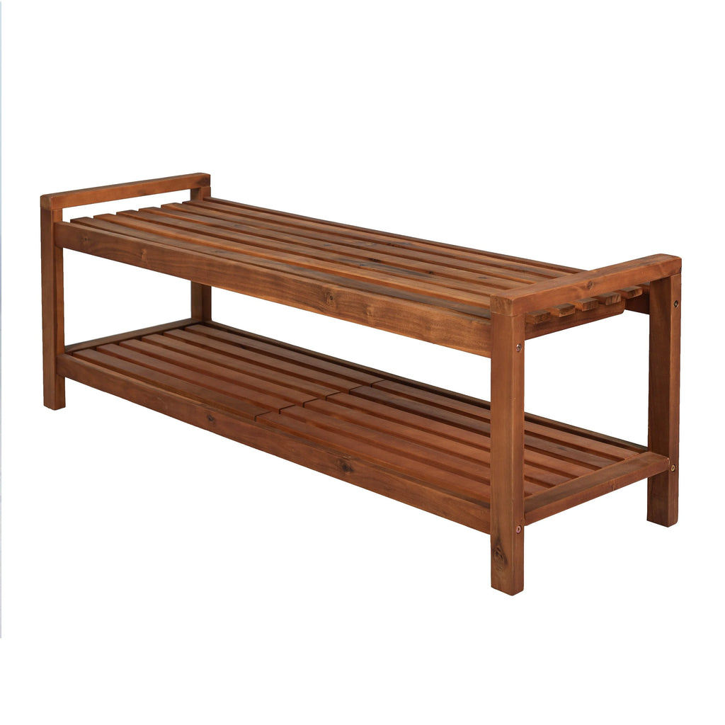 Teak Acacia Wood 3-Seat Outdoor Bench R95469