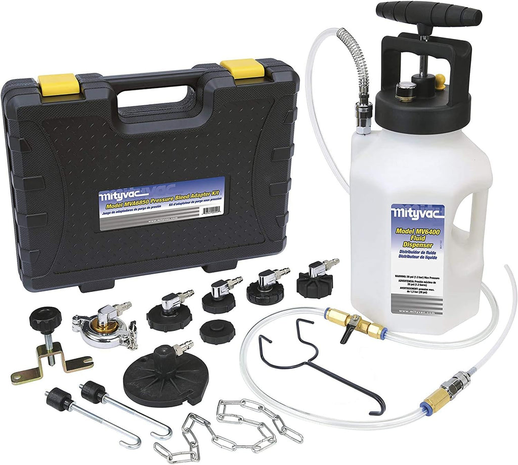 Professional Hydraulic Brake and Clutch Pressure Bleeding System with 7 Master Cylinder Adapters and Storage Case U966